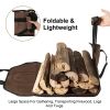 Firewood Carrier Bag with Handle Durable Wear-Resistant Fireplace Logs Holder Side Opening Wood Storage Carrying Bag