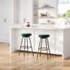 Modern Glam Upholstered Faux Velvet Bar Stool â€“ Emerald