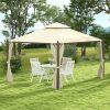 Outsunny 10' x 12' Steel Outdoor Patio Gazebo with Polyester Privacy Curtains, Two-Tier Roof for Air, Large Design