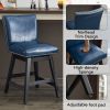 26" Upholstered Swivel Bar Stools Set of 2, Modern PU Leather High Back Counter Stools with Nail Head Design and Wood Frame