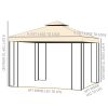 10' x 10' Metal Patio Gazebo, Double Roof Outdoor Gazebo Canopy Shelter with Tree Motifs Corner Frame and Netting, for Garden, Lawn, Backyard