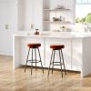 Modern Glam Upholstered Faux Velvet Bar Stool â€“ Rust