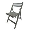 Furniture Slatted Wood Folding Special Event Chair - Gray; Set of 4; FOLDING CHAIR; FOLDABLE STYLE