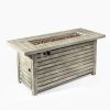 54inch Outdoor Fire Table Steel Fire Pit Table with Wood Grain Surface