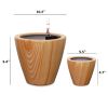 2-Pack 10 in. Light Wood Plastic Self-watering Planter Pot