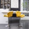 Breni Velvet Diamond Tufted Swivel Adjustable Height Barstool, Set of 2, Yellow