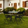 6pcs Injection Molding Classic Garden Plastic Folding Chair Black