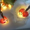 1pc, Solar Ladybug String Lights (20 LEDs), Waterproof Outdoor Lights, Bar Festival Decor, Color Lights, Indoor Decor, Outdoor Decor, Garden Decor