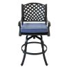 Patio Outdoor Aluminum Bar Stool With Cushion, Set of 2, Navy Blue