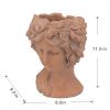 8x9x11.5" Brown Head Bust Planter, Greek Style Cement Head Planter - Indoor Outdoor Home Garden Decor