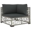 6 Piece Garden Lounge Set with Cushions Poly Rattan Gray