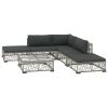 6 Piece Garden Lounge Set with Cushions Poly Rattan Gray