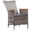 7 Piece Patio Dining Set Poly Rattan Gray