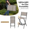 Outdoor Folding Bar Height Stool Set of 4 with Metal Frame and Footrest