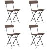 Folding Bistro Chairs 4 pcs Brown Poly Rattan and Steel