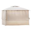 Quality Double Tiered Grill Canopy;  Outdoor BBQ Gazebo Tent with UV Protection;  Beige