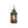 DecMode Brown Metal Decorative Candle Lantern with Intricate Scroll Work