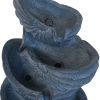 13.4x9.4x21.5" Decorative 4 Tier Blue Nautilus Shell Water Fountain with Light for Indoor Outdoor