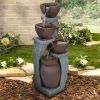 32.8" H 4-Tier Modern Outdoor Water Fountain - LED Lighted Indoor Outdoor Garden Fountains and Waterfalls for Garden, Patio, Backyard, Deck