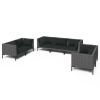 7 Piece Patio Lounge Set with Cushions Poly Rattan Dark Gray