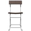 Folding Bistro Chairs 4 pcs Brown Poly Rattan and Steel