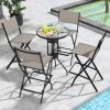 Outdoor Folding Bar Height Stool Set of 4 with Metal Frame and Footrest