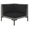 7 Piece Patio Lounge Set with Cushions Poly Rattan Dark Gray