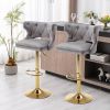 Bar Stools With Back and Footrest Counter Height Dining Chairs-Velvet Grey-2PCS/SET