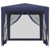 Party Tent with 4 Mesh Sidewalls Blue 8.2'x8.2' HDPE