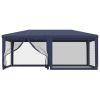 Party Tent with 6 Mesh Sidewalls Blue 19.7'x13.1' HDPE