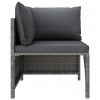 2-Seater Patio Sofa with Cushions Gray Poly Rattan