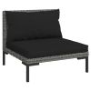 14 Piece Dark Gray Rattan Lounge Set With Cushions