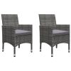 3 Piece Bistro Set Poly Rattan and Acacia Wood Gray