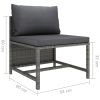 Sectional Middle Sofa with Cushions Gray Poly Rattan