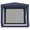 Party Tent with 4 Mesh Sidewalls Blue 8.2'x8.2' HDPE