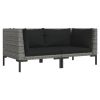 Patio Sofas 2pcs with Cushions Half Round Poly Rattan