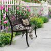 40.5" Outdoor Cast Aluminum Bench With Mesh Backrest Seat Surface