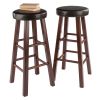 Maria 2-Pc Cushion Seat Bar Stool Set; Espresso & Walnut