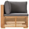 Garden Corner Sofa with Gray Cushion Solid Teak Wood