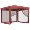 Party Tent with 4 Mesh Sidewalls Red 9.8'x9.8' HDPE