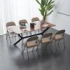 6pcs Elegant Foldable Iron & PVC Chairs for Convention & Exhibition Light Brown