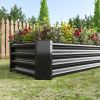 Metal Raised Garden Bed, Rectangle Raised Planter 4Ã—2Ã—1ft for Flowers Plants, Vegetables Herb Veezyo Black