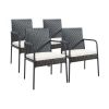 4 Pieces Patio Wicker Rattan Dining Set with Comfy Cushions