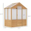 6' x 4' x 7' Wooden Greenhouse;  Walk-in Green House;  Outdoor Polycarbonate Greenhouse with Door;  Natural