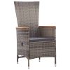 7 Piece Patio Dining Set Poly Rattan Gray