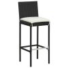 9 Piece Patio Bar Set with Cushions Poly Rattan Black