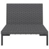 7 Piece Patio Lounge Set with Cushions Poly Rattan Dark Gray