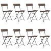 Folding Bistro Chairs 8 pcs Brown Poly Rattan and Steel