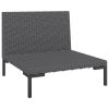 7 Piece Patio Lounge Set with Cushions Poly Rattan Dark Gray