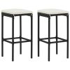 3 Piece Patio Bar Set with Cushions Black